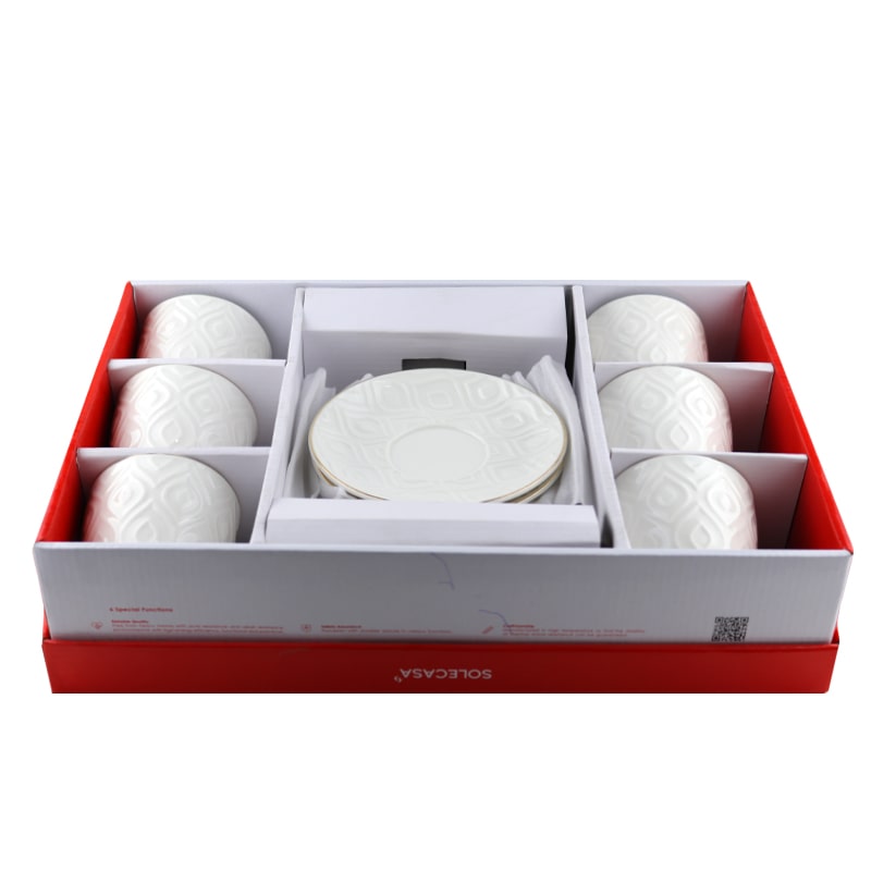 Թեյի բաժակ Solecasa SC2149 սպիտակ կերամիկա ոսկեգույն եզրագծով 6 հատ 2